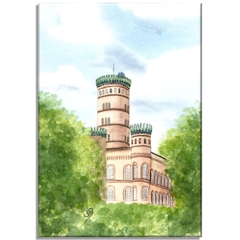 Leinwand 40 x 30 cm Keilrahmen Canvas-Leinen Aquarell Maritim Kunst Druck Kunstdruck Ostsee Jagdschloss Granitz Rügen